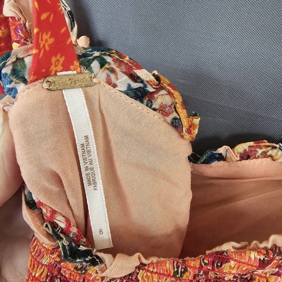 Free People Pink & Coral Floral Tie-Shoulder Maxi Dress - Picture 5 of 6